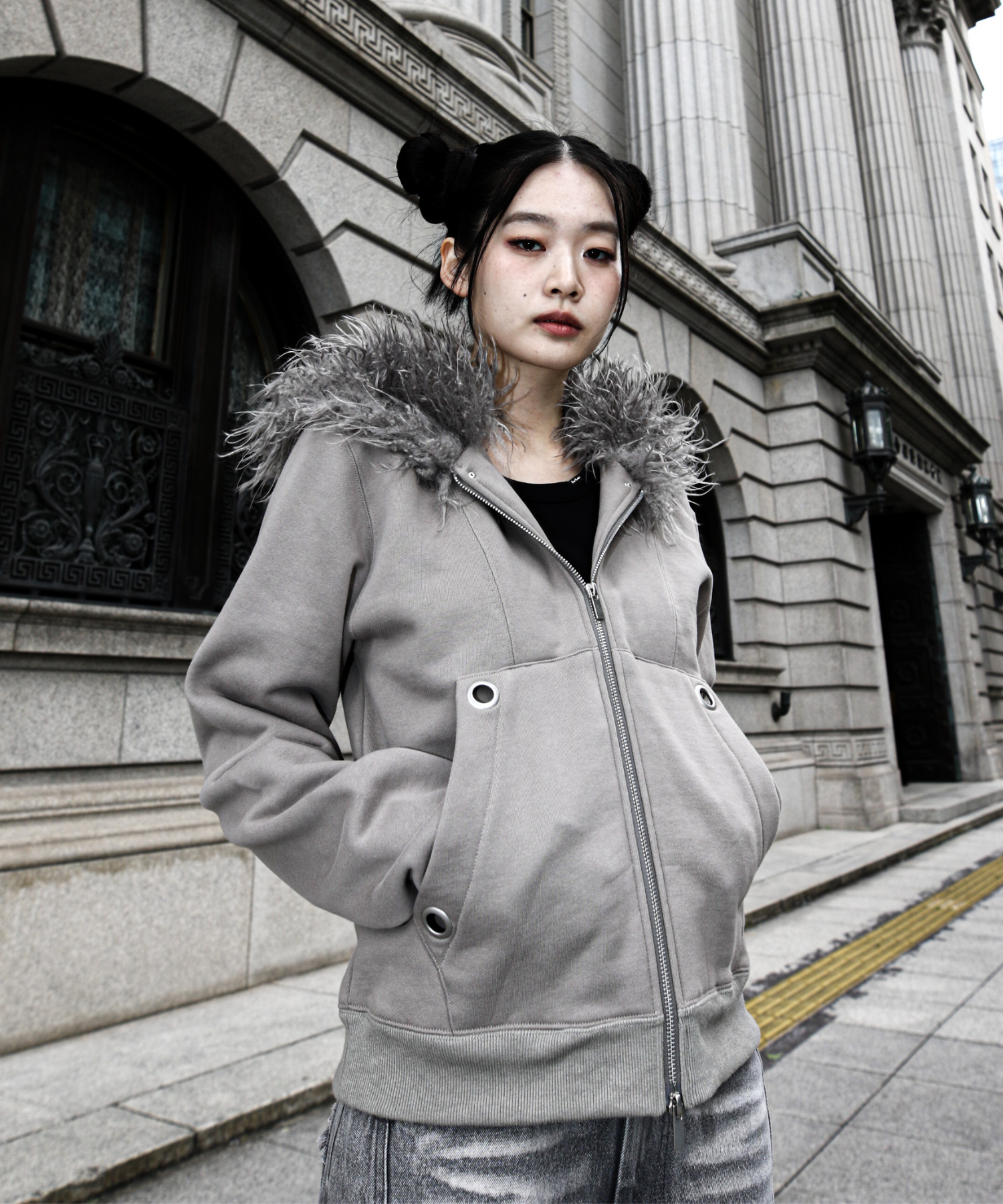 Fur Hood Zip Hoodie – Jent Louis Fur Hood Zip Hoodie – Jent Louis