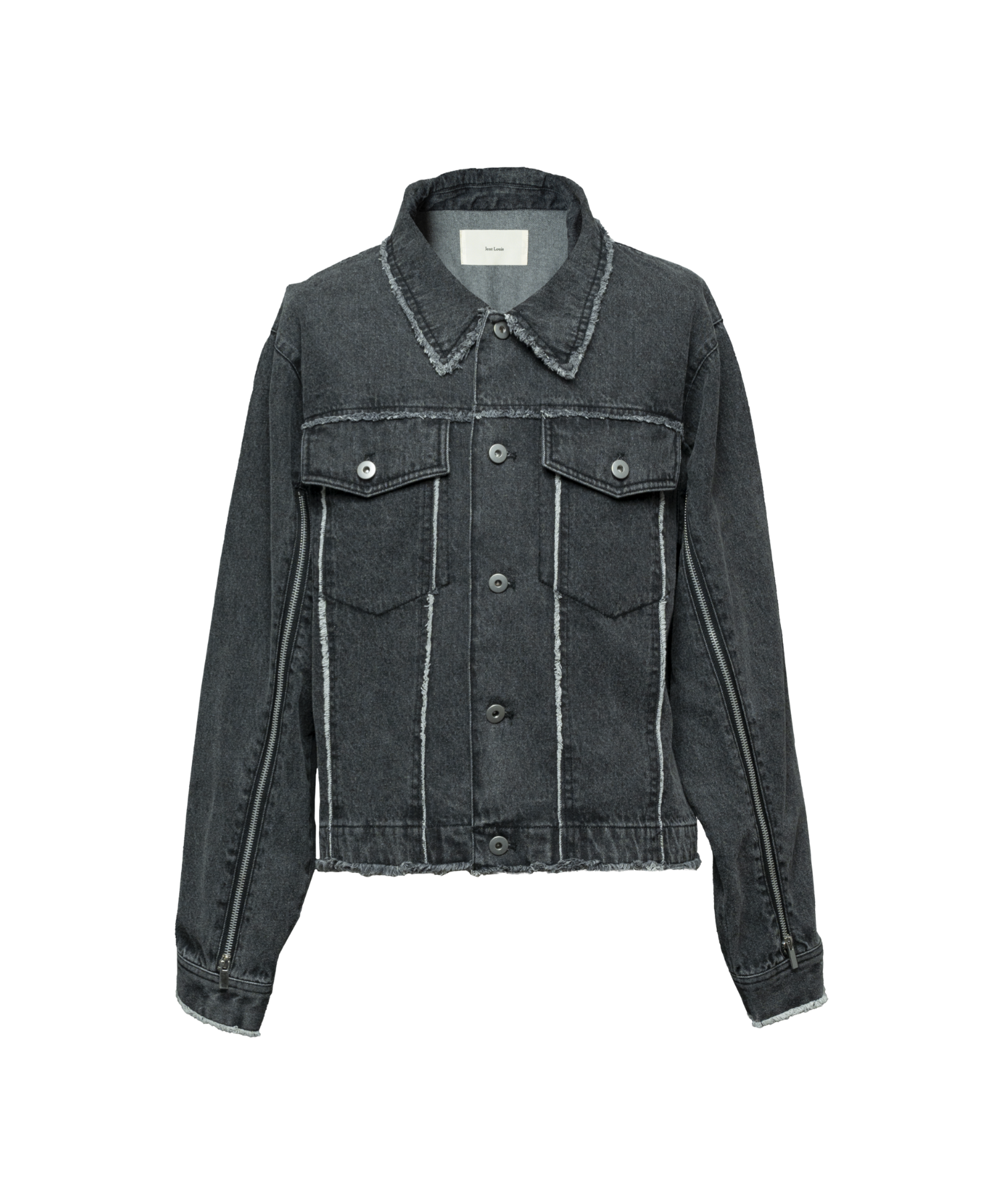 Washed Zip-Sleeve Denim Jacket – Jent Louis Washed Zip-Sleeve Denim Jacket – Jent Louis